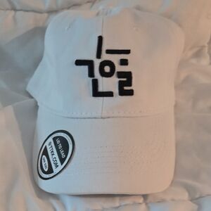White Cap with Black Embroidery From South Korea